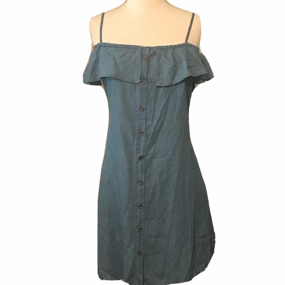 NWT Off The Shoulder Chambray Jeans Dress Large
